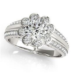 0.85 ctw Certified VS/SI Diamond Halo Ring 18k White Gold