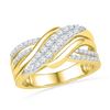 Image 1 : 10kt Yellow Gold Round Diamond Crossover Band Ring 1/2 Cttw