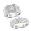 Image 1 : 14kt Two-tone Gold His & Hers Round Diamond Solitaire Matching Bridal Wedding Ring Band Set 1-1/5 Ct
