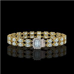 14.35 ctw Aquamarine & Diamond Bracelet 14K Yellow Gold