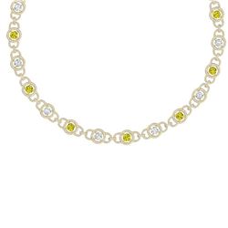 25 ctw Fancy Yellow Halo Diamond Necklace 18K Yellow Gold
