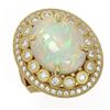 Image 1 : 9.48 ctw Certified Opal & Diamond Victorian Ring 14K Yellow Gold