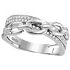 Image 1 : 10kt White Gold Round Diamond Chain Link Crossover Band Ring 1/5 Cttw