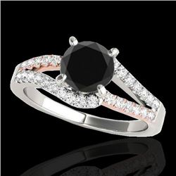 1.65 ctw Certified VS Black Diamond Solitaire Ring 10k 2Tone Gold