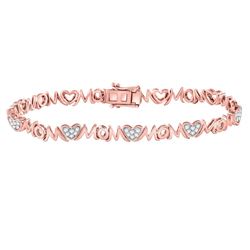Rose-tone Sterling Silver Round Diamond Mom Mother Bracelet 1/5 Cttw