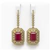 Image 1 : 14.16 ctw Certified Ruby & Diamond Victorian Earrings 14K Yellow Gold