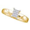14kt Yellow Gold Princess Diamond Cluster Bridal Wedding Engagement Ring 1/8 Cttw