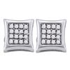 Image 1 : Sterling Silver Round Diamond Square Kite Cluster Screwback Earrings 1/6 Cttw