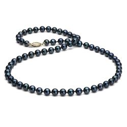 Black Akoya Pearl Necklace, 6.5-7.0mm