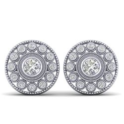 1.11 ctw VS/SI Diamond Art Deco Stud Earrings 14k White Gold