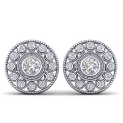 1.11 ctw VS/SI Diamond Art Deco Stud Earrings 14k White Gold