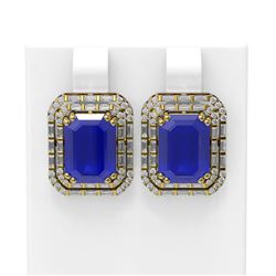 13.29 ctw Sapphire & Diamond Earrings 18K Yellow Gold