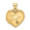 Image 1 : 14k Yellow Gold Heart Diamond Special Daughter Locket - 21 mm