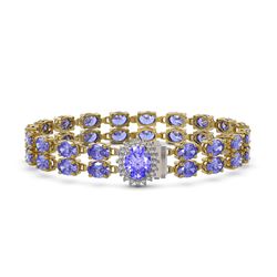 16.37 ctw Tanzanite & Diamond Bracelet 14K Yellow Gold