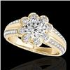 Image 1 : 1.5 ctw Certified Diamond Solitaire Halo Ring 10k Yellow Gold
