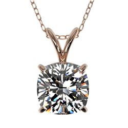 1.25 ctw Certified VS/SI Quality Cushion Diamond Necklace 10k Rose Gold