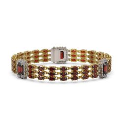 23.08 ctw Garnet & Diamond Bracelet 14K Yellow Gold