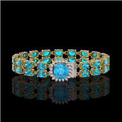 17.67 ctw Swiss Topaz & Diamond Bracelet 14K Yellow Gold