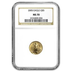 2005 1/10 oz Gold American Eagle MS-70 NGC