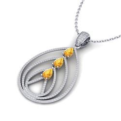 2 ctw Citrine & Micro Pave VS/SI Diamond Necklace 18k White Gold