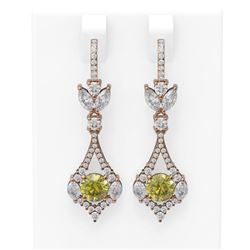 5.27 ctw Fancy Yellow Diamond Earrings 18K Rose Gold