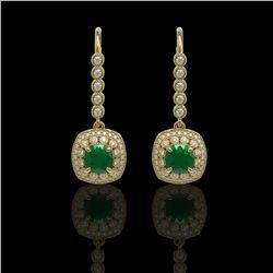 5.1 ctw Certified Emerald & Diamond Victorian Earrings 14K Yellow Gold