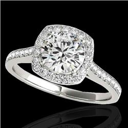 1.65 ctw Certified Diamond Solitaire Halo Ring 10k White Gold