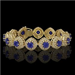 37.35 ctw Sapphire & Diamond Victorian Bracelet 14K Yellow Gold