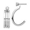 Image 1 : 14k White Gold Polished J-Hoop 4 mm Zirconia Stud Earring Jackets