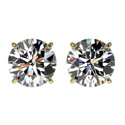 2 ctw Certified Quality Diamond Stud Earrings 10k Yellow Gold