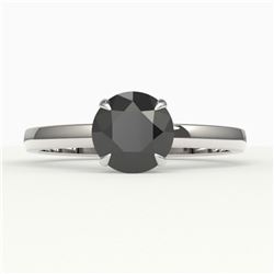 2 ctw Black Diamond Designer Engagment Ring 18k White Gold