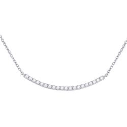 14kt White Gold Round Diamond Curved Bar Necklace 1/2 Cttw