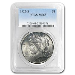 1922-S Peace Dollar MS-63 PCGS