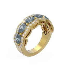 3.71 ctw Blue Topaz & Diamond Ring 18K Yellow Gold