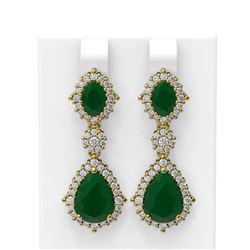 11.26 ctw Emerald & Diamond Earrings 18K Yellow Gold