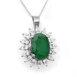 6.21 ctw Emerald & Diamond Pendant 18k White Gold
