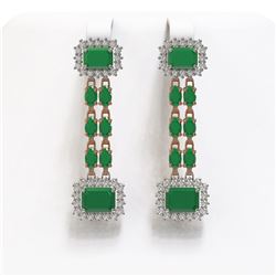 11.98 ctw Emerald & Diamond Earrings 14K Rose Gold