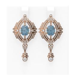 10.34 ctw Blue Topaz & Diamond Earrings 18K Rose Gold