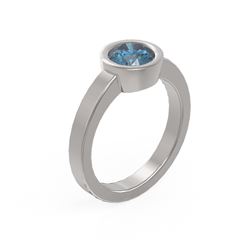 1 ctw Intense Blue Diamond Ring 18K White Gold