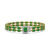 Image 1 : 12.3 ctw Jade & Diamond Bracelet 14K Yellow Gold