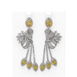 17.85 ctw Canary Citrine & Diamond Earrings 18K White Gold