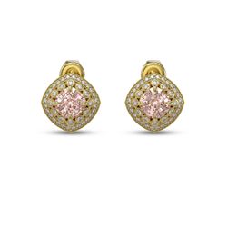 4.19 ctw Morganite & Diamond Victorian Earrings 14K Yellow Gold