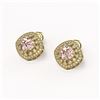 Image 2 : 4.19 ctw Morganite & Diamond Victorian Earrings 14K Yellow Gold