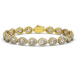12.38 ctw Pear Cut Diamond Micro Pave Bracelet 18K Yellow Gold