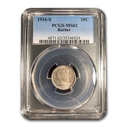 1916-S Barber Dime MS-62 PCGS