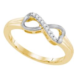 Yellow-tone Sterling Silver Round Diamond Infinity Ring 1/20 Cttw