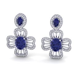 9.26 ctw Tanzanite & Micro Pave VS/SI Diamond Earrings 14k White Gold