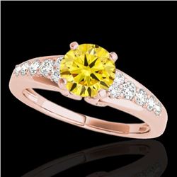 1.40 ctw Certified SI/I Fancy Intense Yellow Diamond Ring 10k Rose Gold