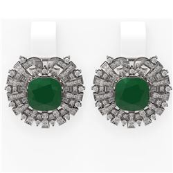 12.55 ctw Emerald & Diamond Earrings 18K White Gold