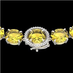 175 ctw Citrine & VS/SI Diamond Halo Micro Necklace 14k White Gold